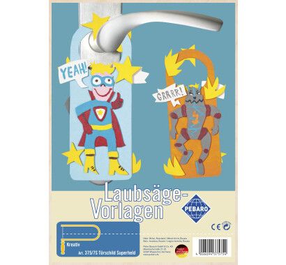 Фото - Заготовка из фанеры "Табличка на ручку - Супергерой"  для выпиливания лобзиком Pebaro