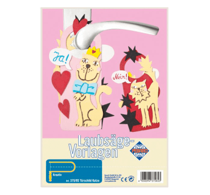 Фото - Заготовка із фанери "Табличка на ручку - Коти"  для випилювання лобзиком Pebaro